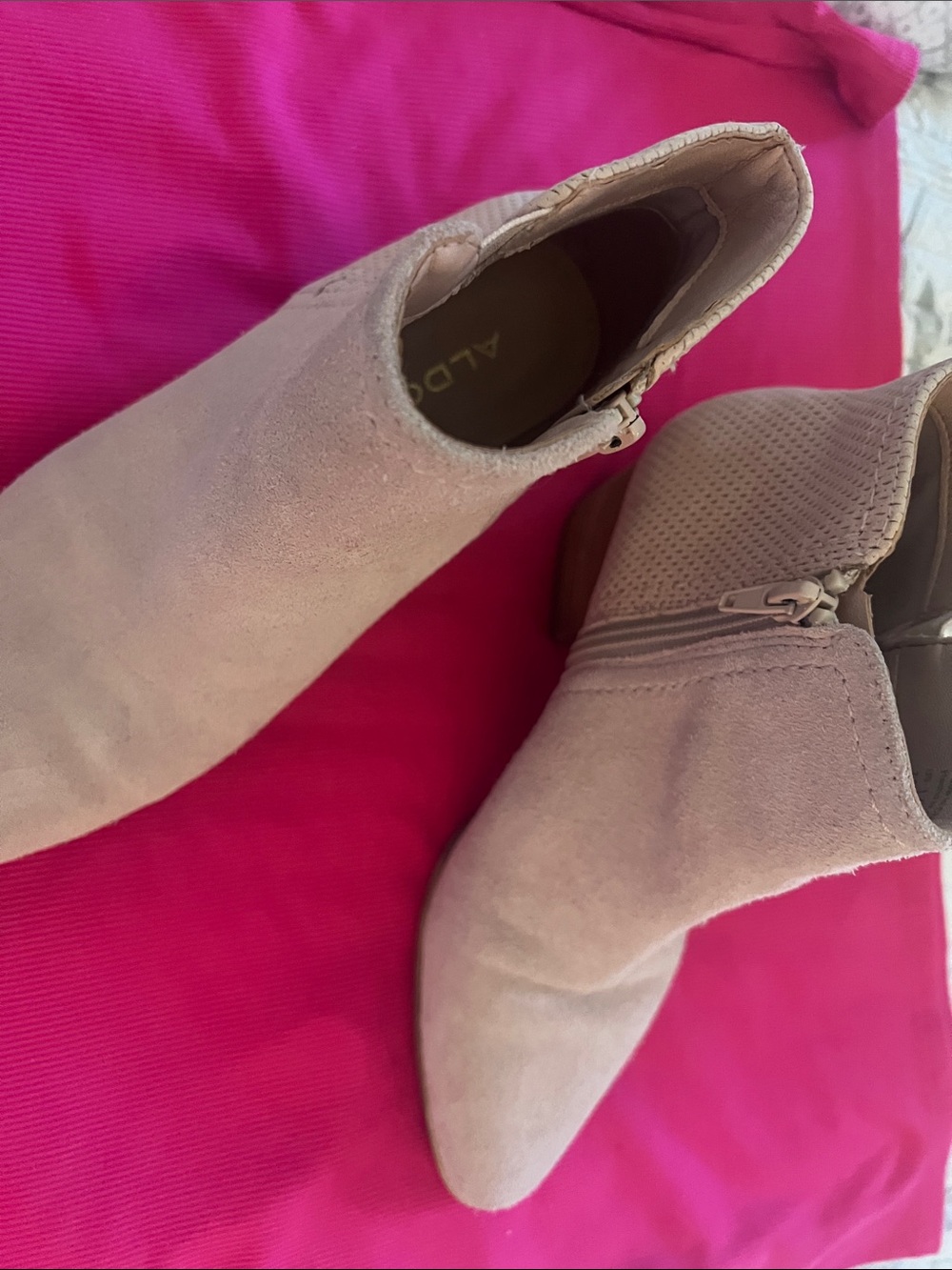 Aldo Blush Suede Pointed Toe Ankle Booties